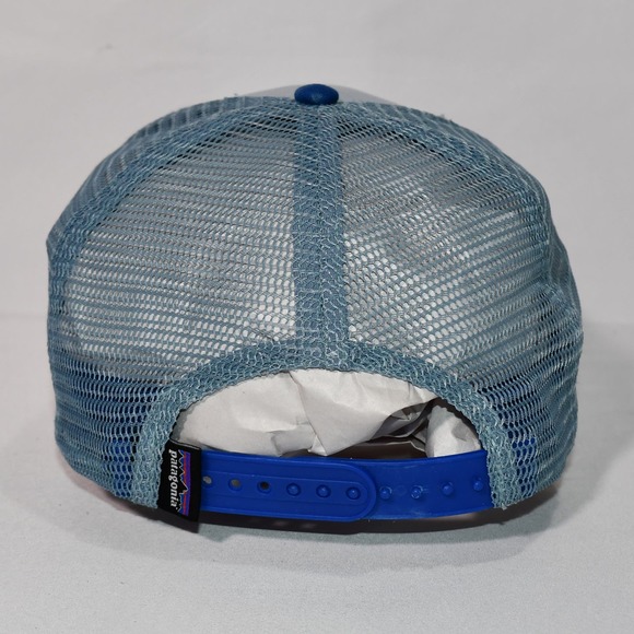 Patagonia Blue Logo Ridge LoPro Snapback Trucker Hat Netplus Recycled Fish Net - Picture 3 of 8